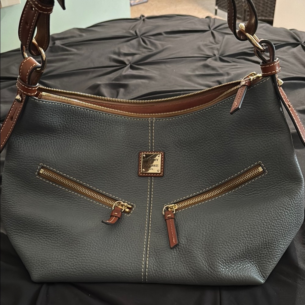 Dooney & Bourke Black and Brown Shoulder Bag with Modern Design